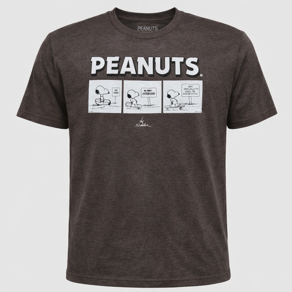 Peanuts Snoopy Graphic Tee NWOT Brown Comic Strip Shirt Unisex Adult Casual